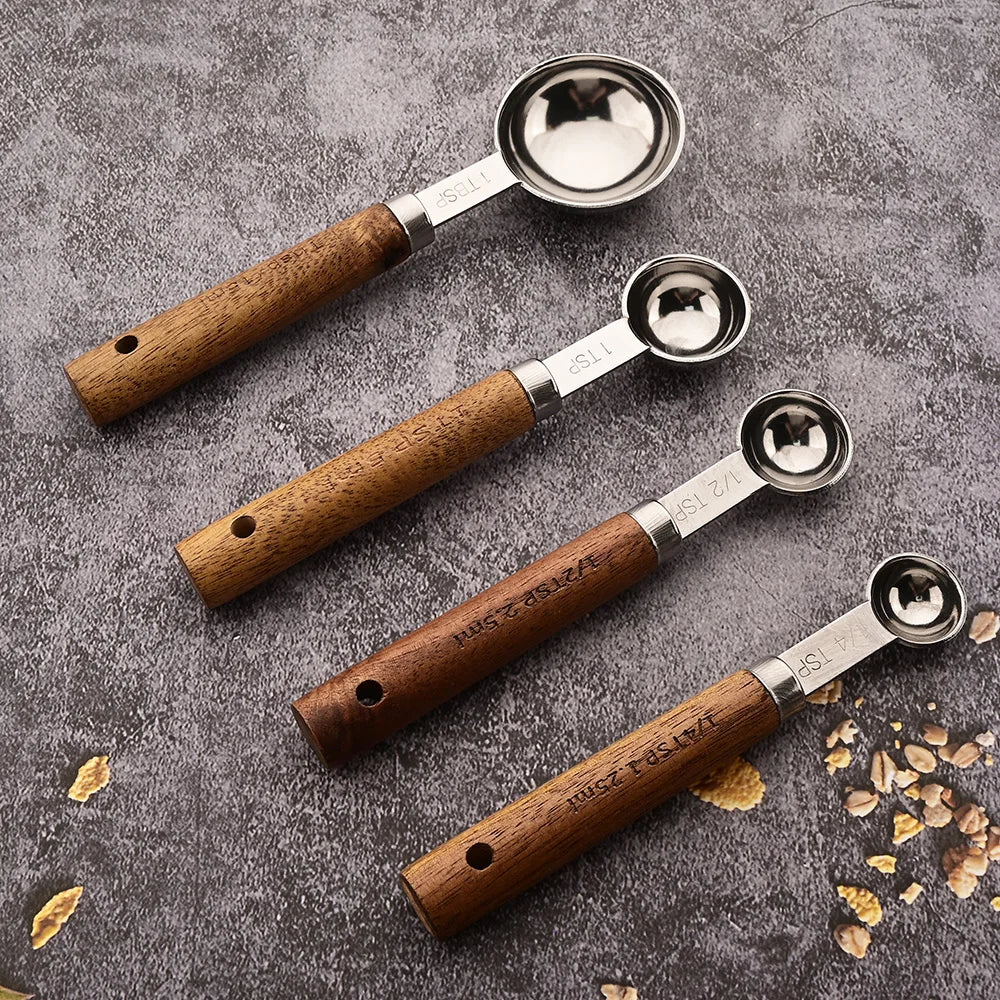 Wood and Steel Measuring Spoon Set - Image 11